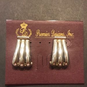 Premier Designs Silvertone Elongated Hoops